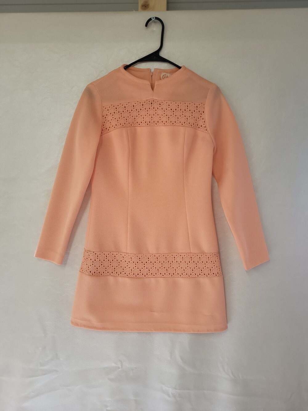 Vintage Connections Peach Long Sleeve Mini Dress Size 8